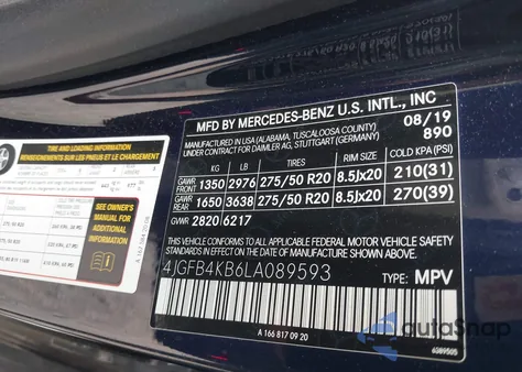 2020 Mercedes-Benz Gle 350 4Matic z USA, uszkodzony, nr VIN 4JGFB4KB6LA089593